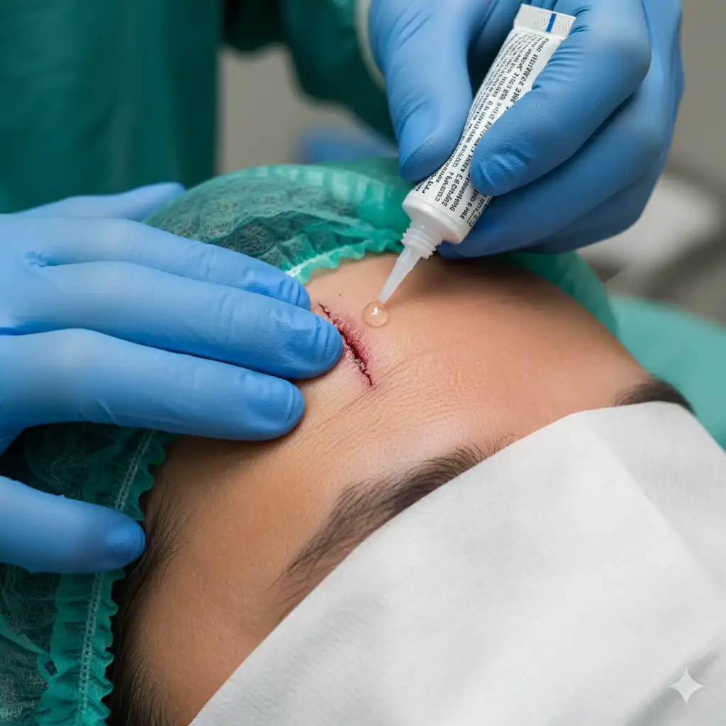 Temporary wound closure with medical glue